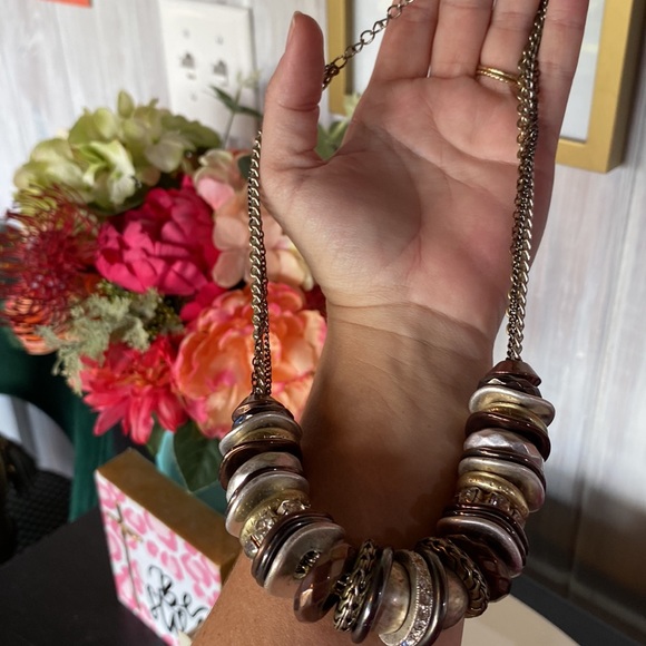 Metals and rhinestones adjustable necklace Bronze silver antique gold - Picture 2 of 4